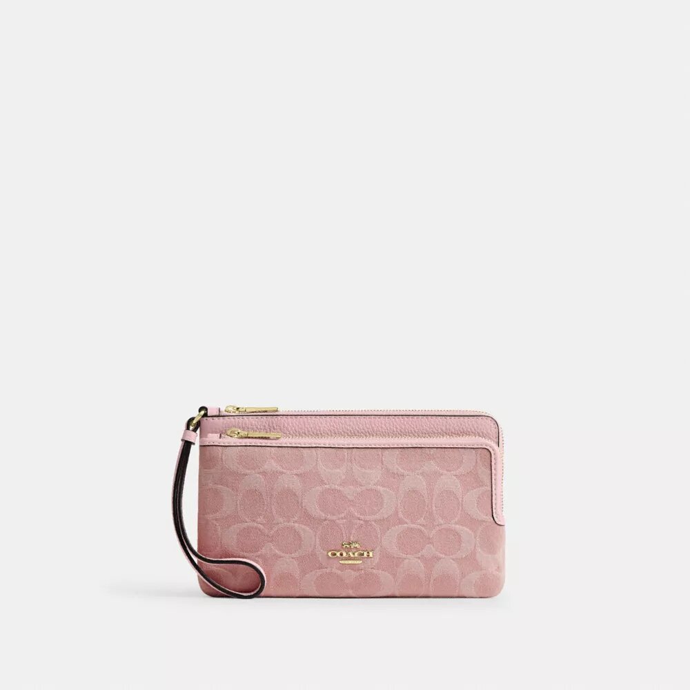 Cartera con doble cremallera en denim exclusivo