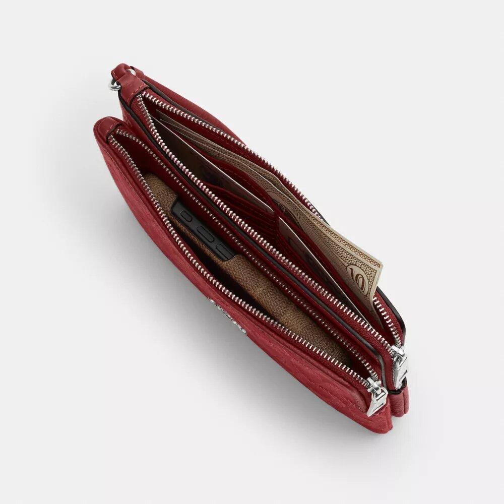 Cartera con doble cremallera en denim exclusivo