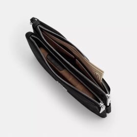 Cartera con doble cremallera en denim exclusivo
