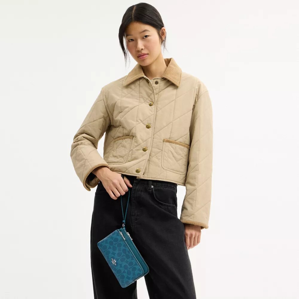 Cartera con doble cremallera en Signature Canvas