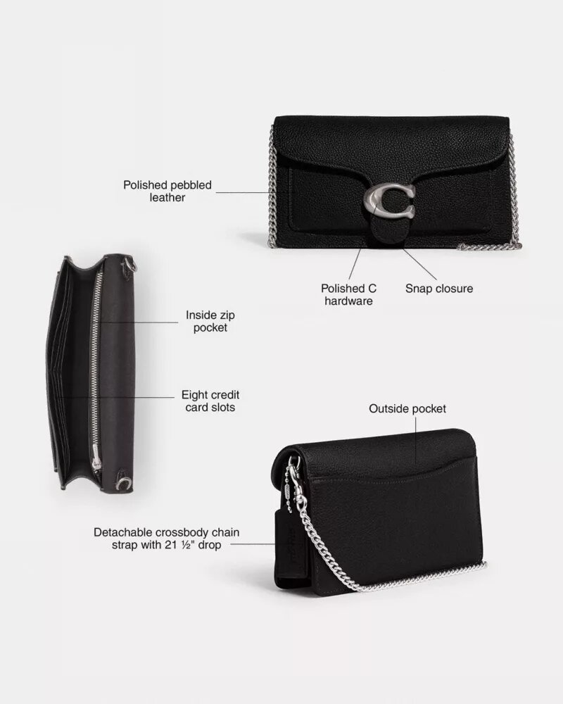 Cartera de mano Tabby con cadena