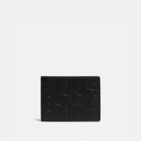 Cartera delgada de dos pliegues en piel exclusiva
