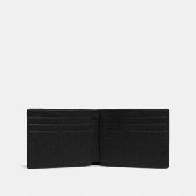 Cartera delgada de dos pliegues en piel exclusiva