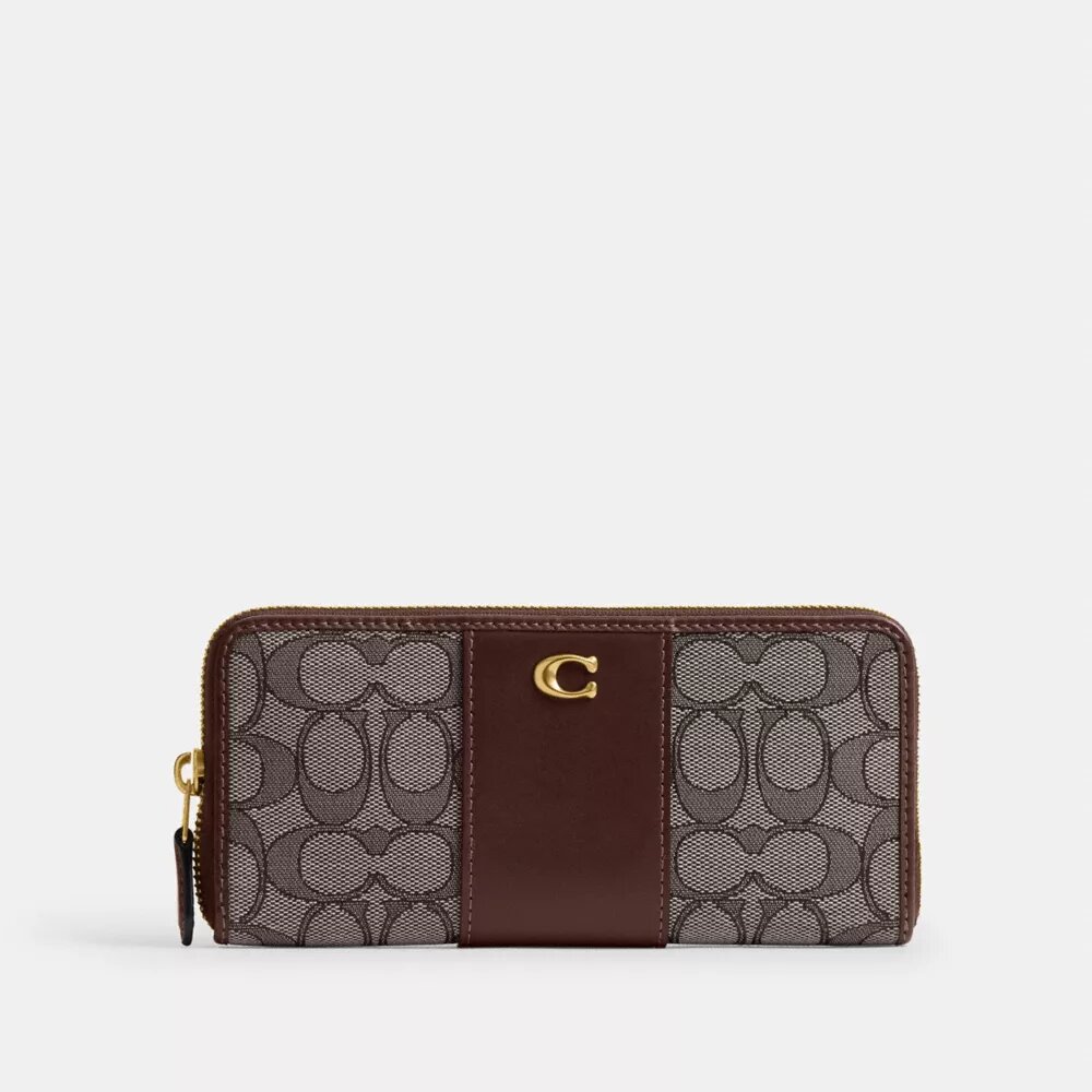 Cartera esencial delgada tipo acordeón con cremallera en nuestro jacquard característico