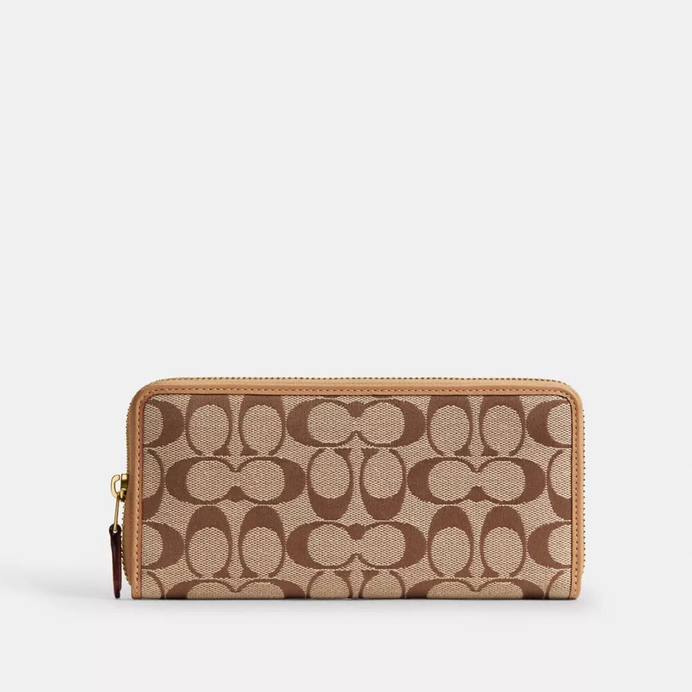 Cartera esencial delgada tipo acordeón con cremallera en nuestro jacquard característico