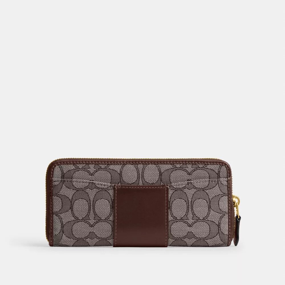 Cartera esencial delgada tipo acordeón con cremallera en nuestro jacquard característico