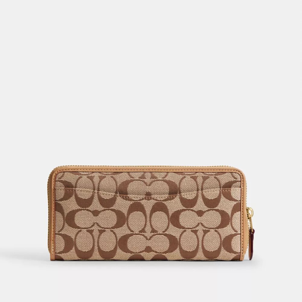 Cartera esencial delgada tipo acordeón con cremallera en nuestro jacquard característico