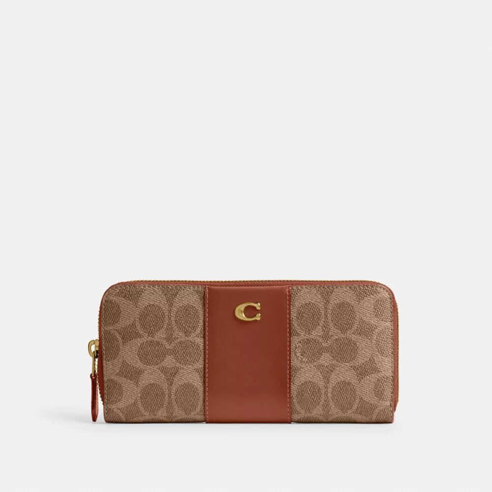 Cartera esencial delgada tipo acordeón con cremallera en Signature Canvas