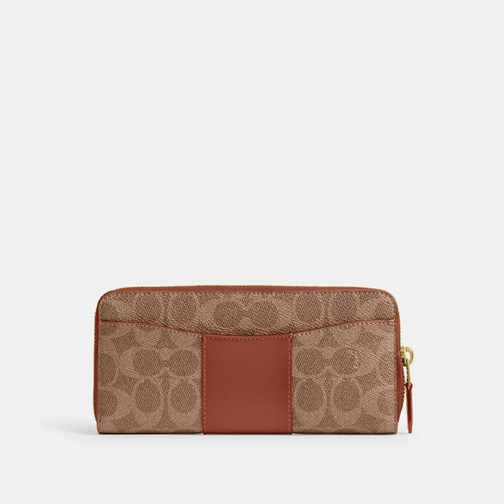 Cartera esencial delgada tipo acordeón con cremallera en Signature Canvas