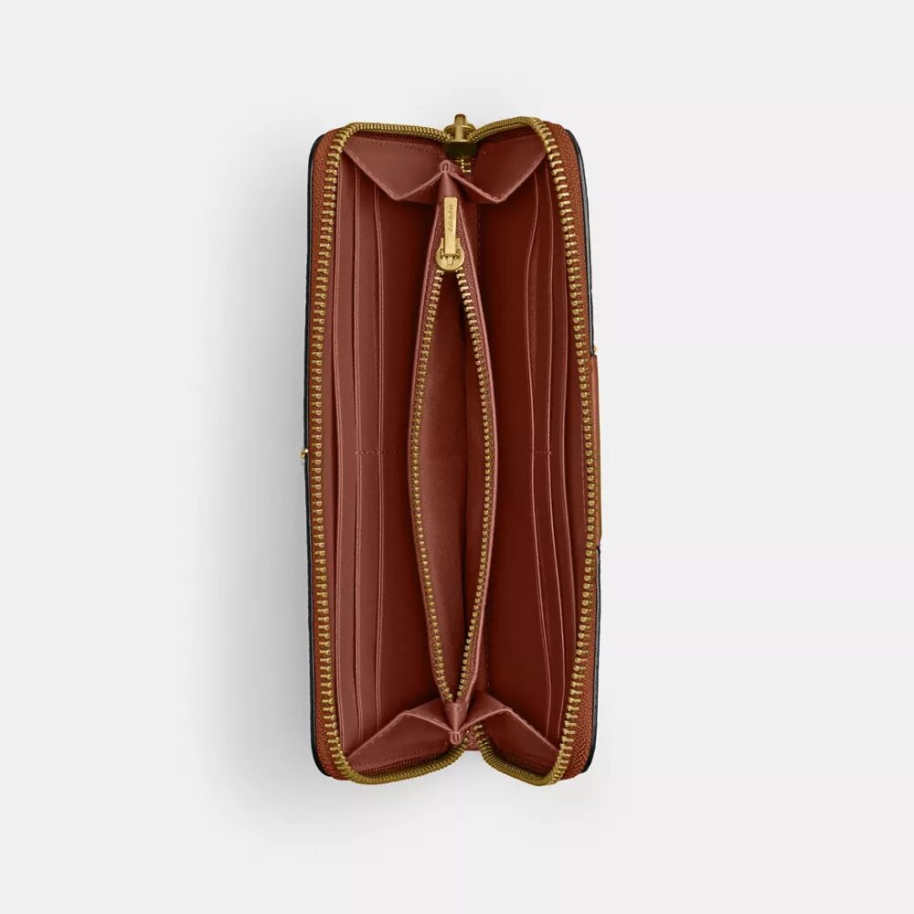 Cartera esencial delgada tipo acordeón con cremallera en Signature Canvas