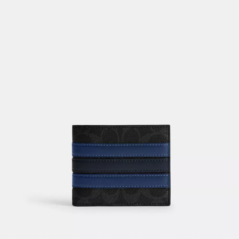 Cartera Id en Signature Canvas con rayas «Varsity»