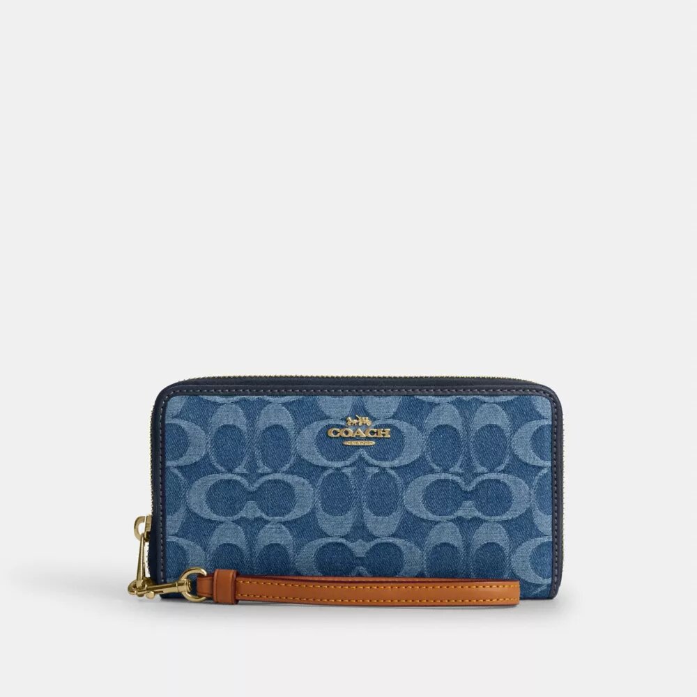 Cartera larga con cremallera envolvente en denim exclusivo