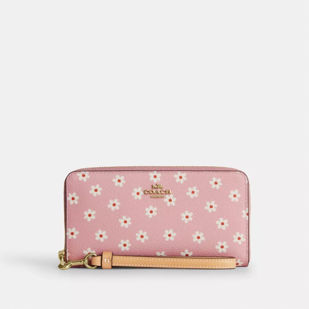 Cartera larga con cremallera perimetral y estampado floral