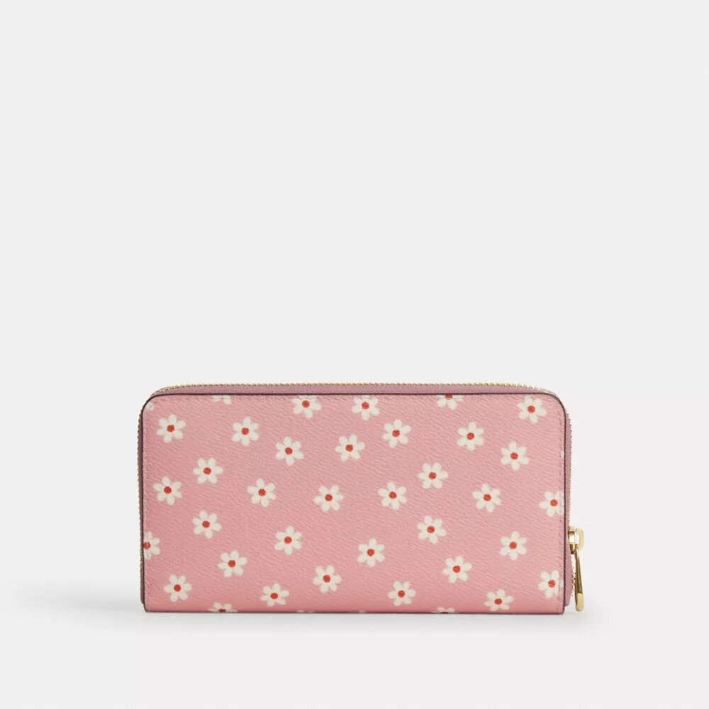 Cartera larga con cremallera perimetral y estampado floral