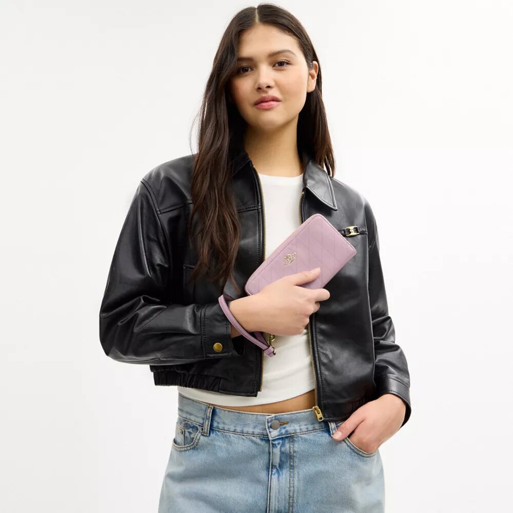 Cartera larga con cremallera y acolchado