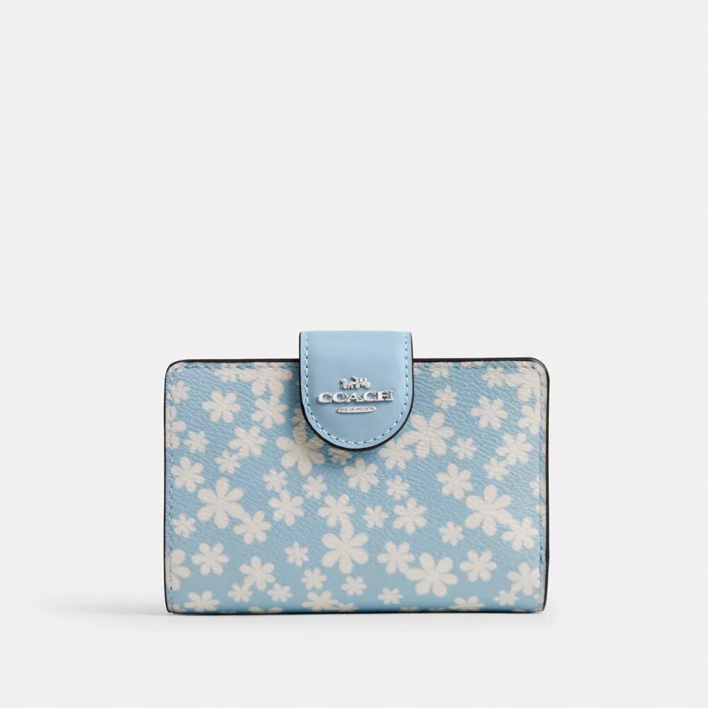 Cartera mediana con cremallera en esquina y estampado floral