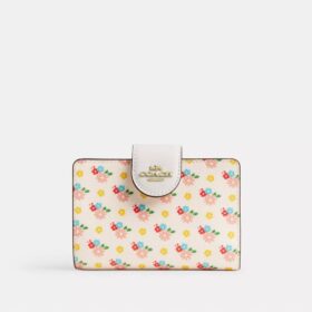 Cartera mediana con cremallera en esquina y estampado floral