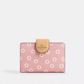 Cartera mediana con cremallera en esquina y estampado floral
