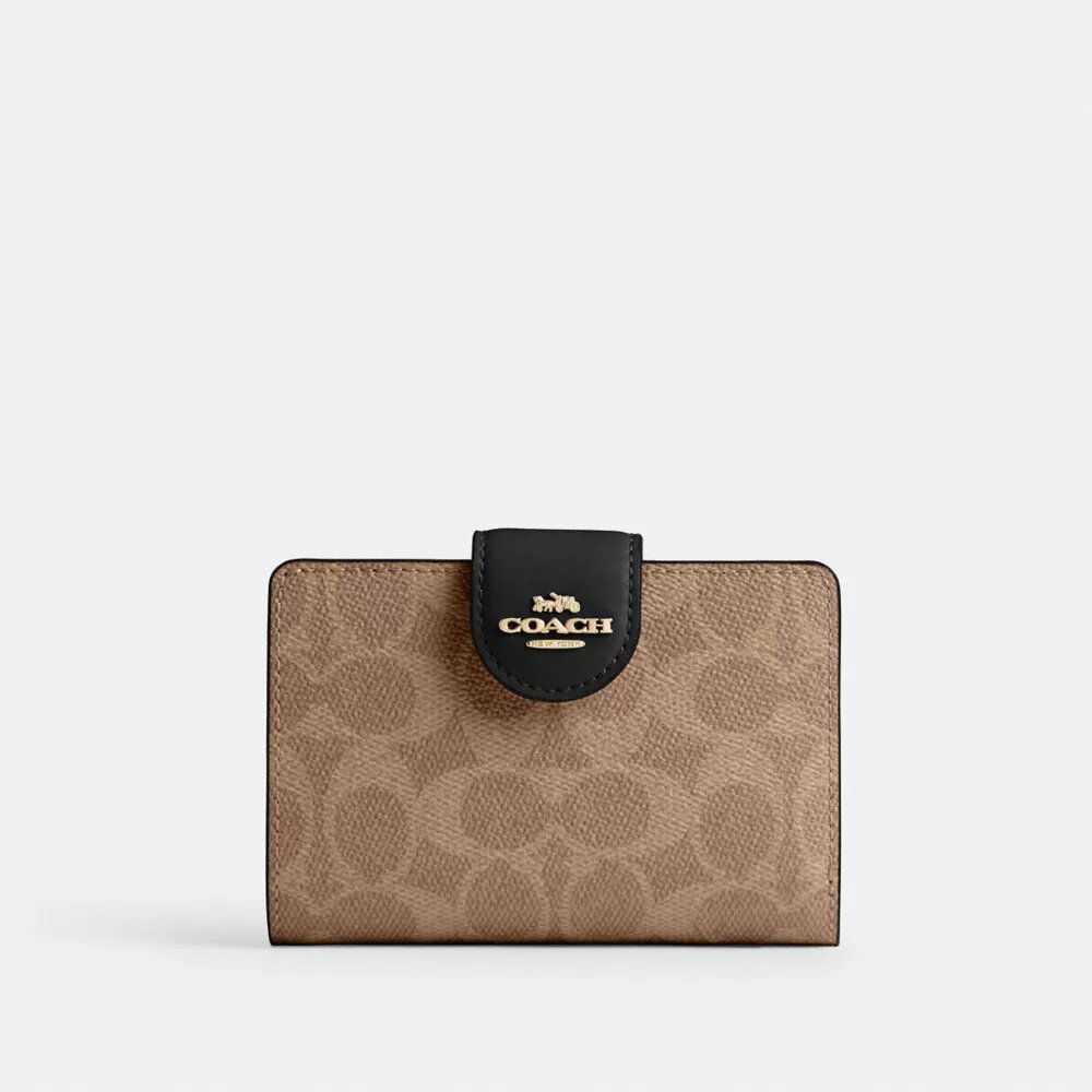 Cartera mediana con cremallera en las esquinas, en Signature Canvas
