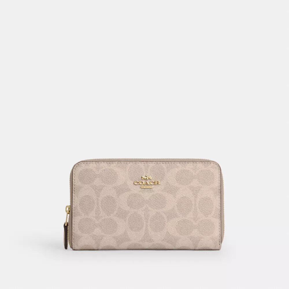 Cartera mediana con cremallera para DNI en Signature Canvas