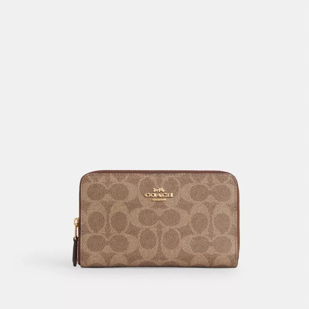 Cartera mediana con cremallera para DNI en Signature Canvas
