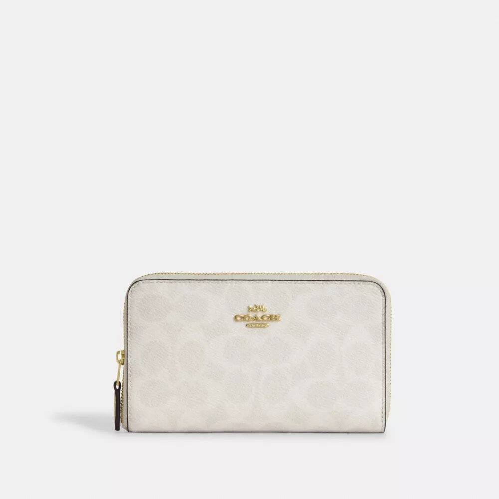 Cartera mediana con cremallera para DNI en Signature Canvas