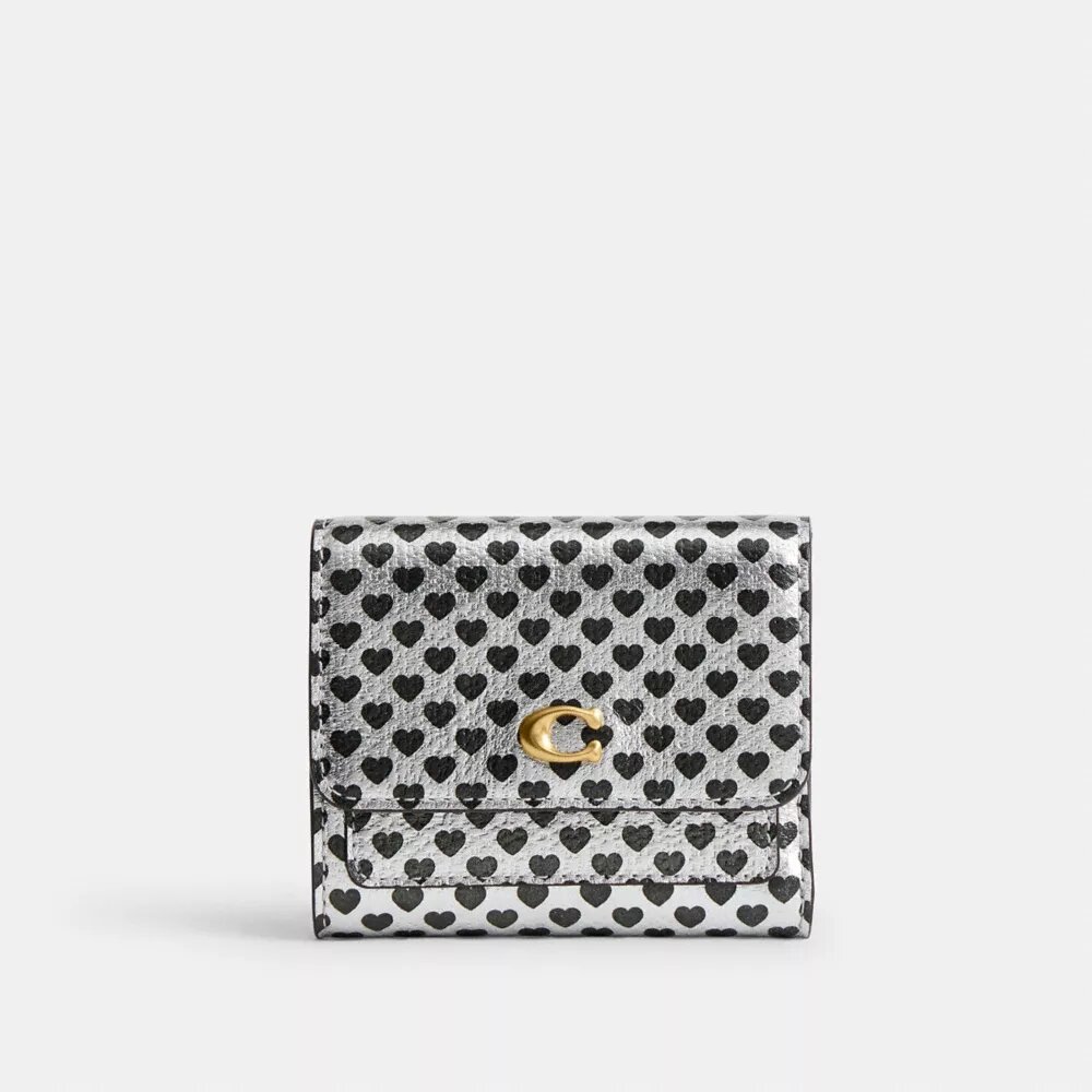 Cartera pequeña Mila con solapa y estampado de corazones