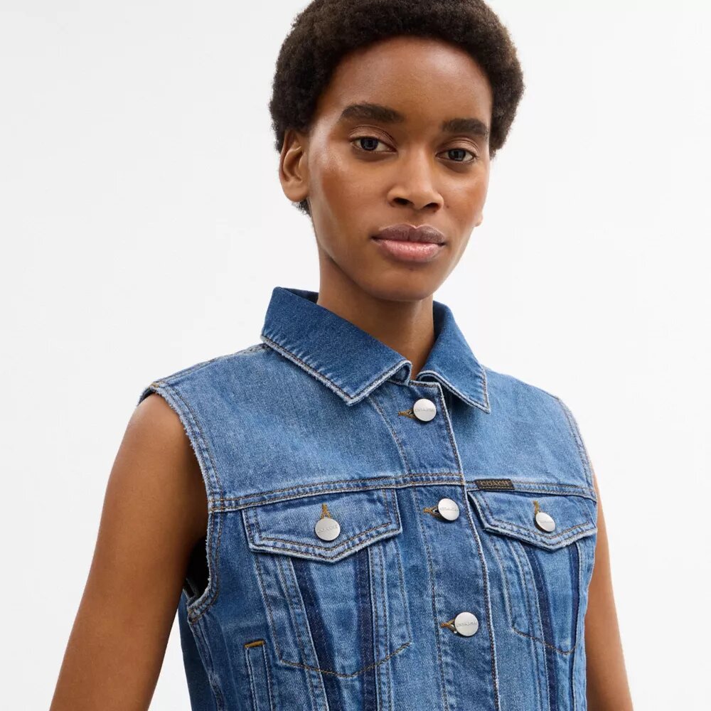 Chaleco de trabajo de denim encogido