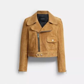 Chaqueta asimétrica de ante