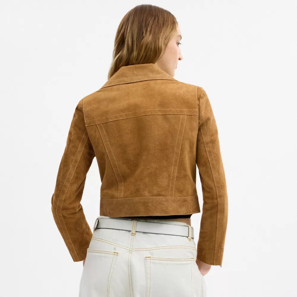 Chaqueta asimétrica de ante