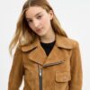 Chaqueta asimétrica de ante