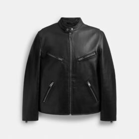 Chaqueta de cuero estilo motociclista