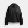 Chaqueta de cuero oversize con placa «Heritage C»