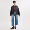 Chaqueta de cuero oversize con placa «Heritage C»