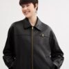 Chaqueta de cuero oversize con placa «Heritage C»