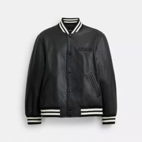 Chaqueta universitaria de piel