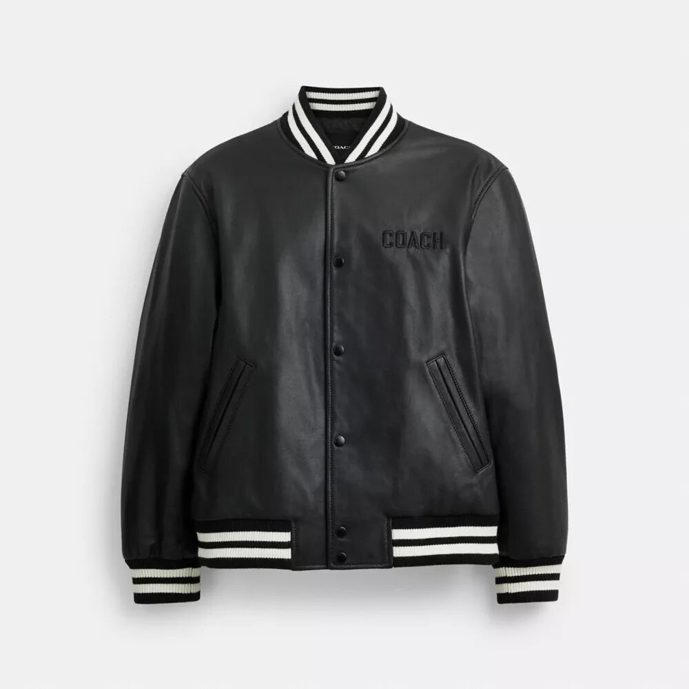 Chaqueta universitaria de piel
