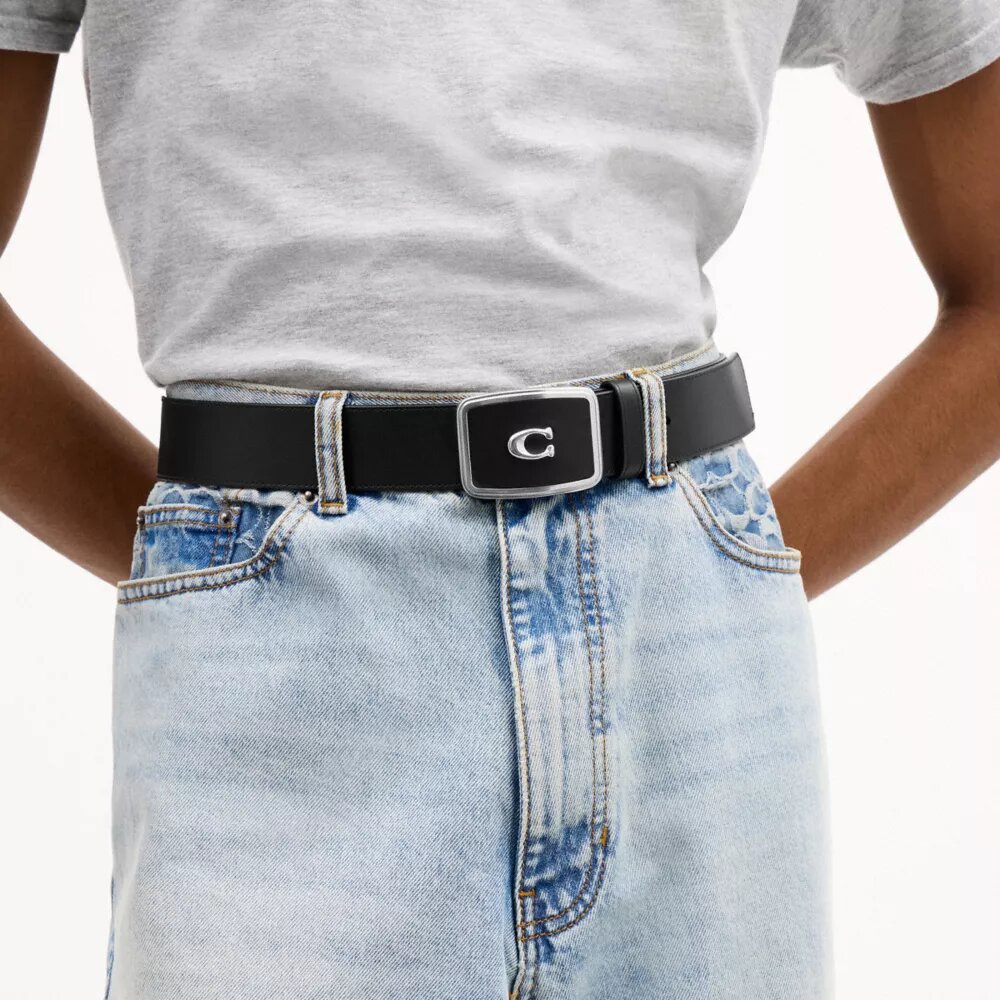 Cinturón con hebilla de placa exclusiva, 38 mm