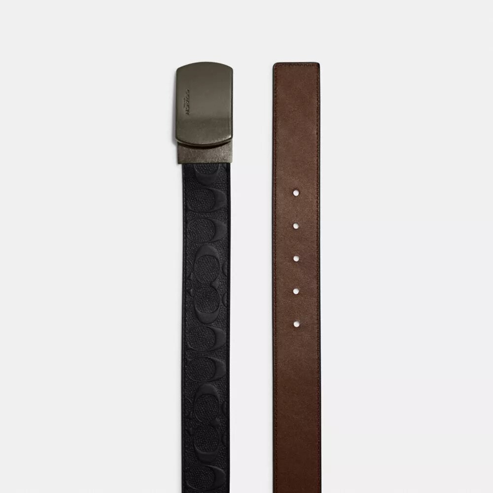Cinturón reversible con hebilla de placa, cortable a medida, 38 mm