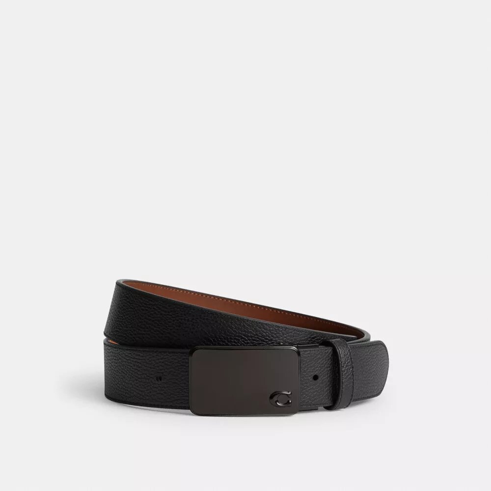 Cinturón reversible con hebilla de placa exclusiva, cortable a medida, 38 mm