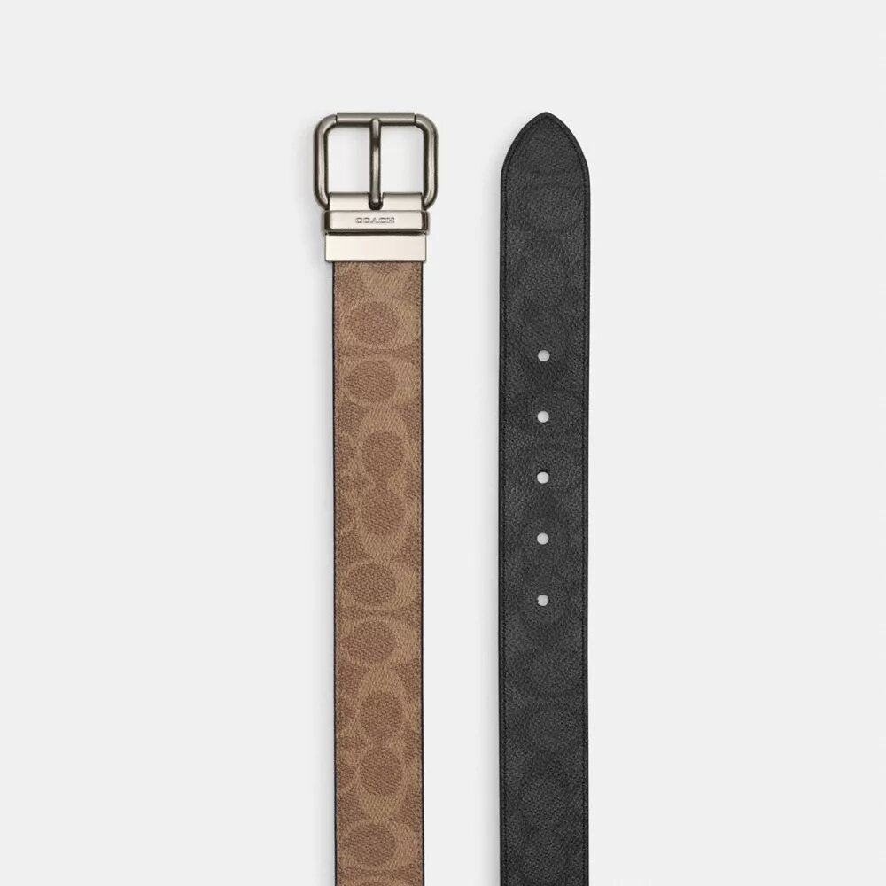 Cinturón reversible con hebilla de rodillo, cortado a medida, 38 mm