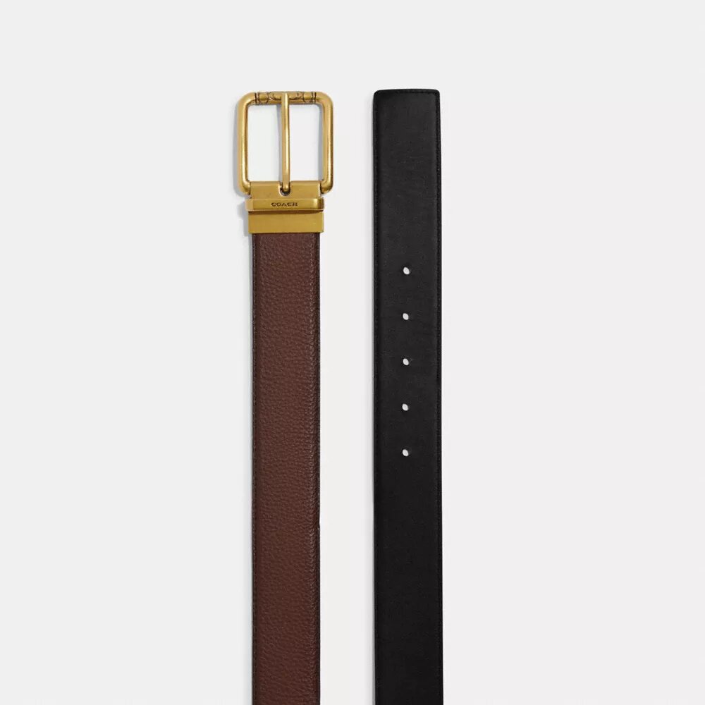 Cinturón reversible con hebilla de rodillo cuadrada y corte a medida, 38 mm