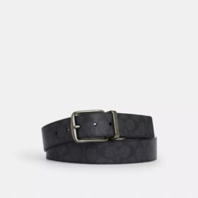 Cinturón reversible con hebilla tipo arnés, cortado a medida, 38 mm