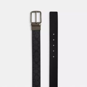 Cinturón reversible con hebilla tipo arnés, cortado a medida, 38 mm