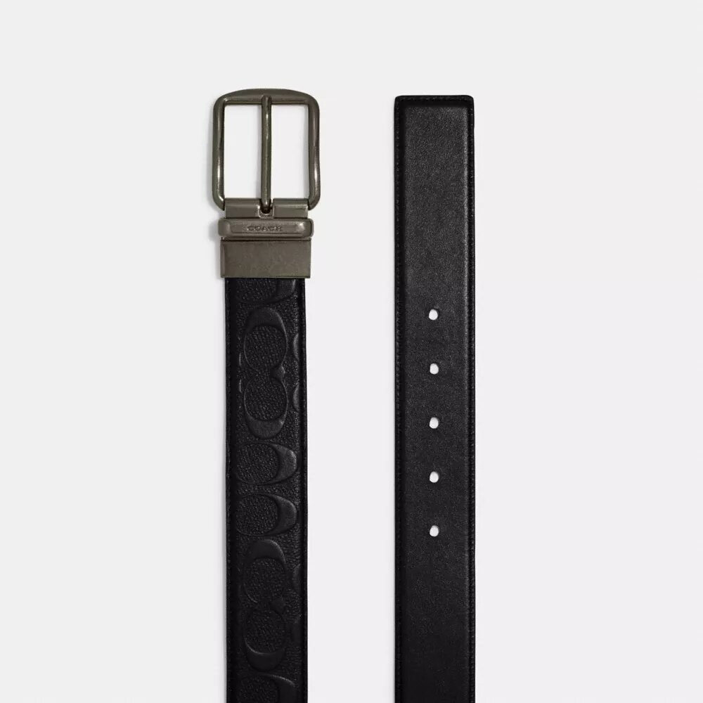 Cinturón reversible con hebilla tipo arnés, cortado a medida, 38 mm