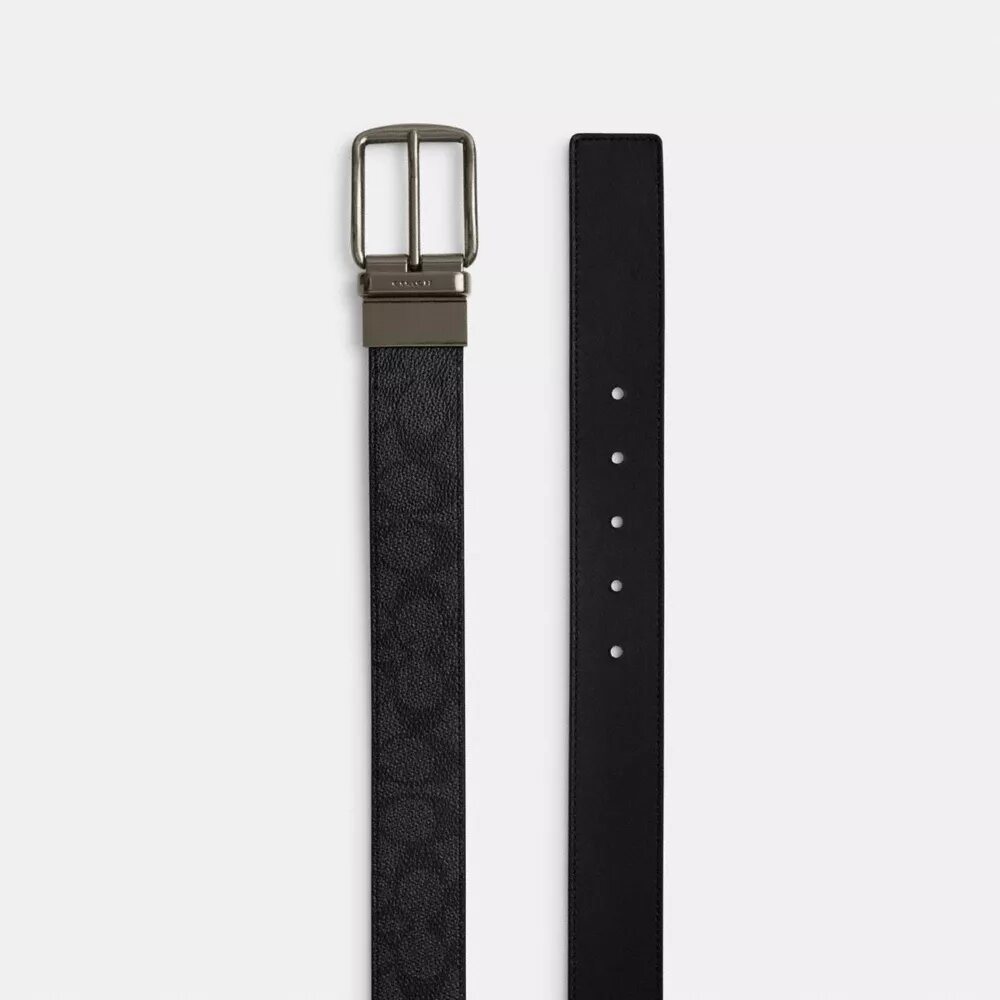 Cinturón reversible con hebilla tipo arnés, cortado a medida, 38 mm