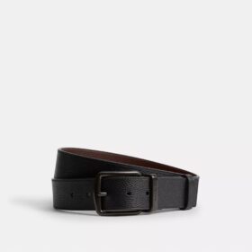 Cinturón reversible con placa y hebilla tipo arnés, cortable a medida, 38 mm