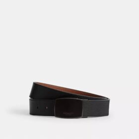 Cinturón reversible con placa y hebilla tipo arnés, cortable a medida, 38 mm