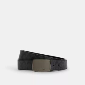 Cinturón reversible con placa y hebilla tipo arnés, cortable a medida, 38 mm