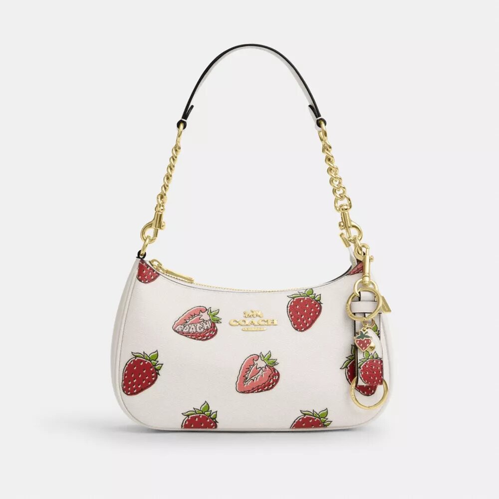 Colgantes para bolsos con cierre de presión y estampado de fresas